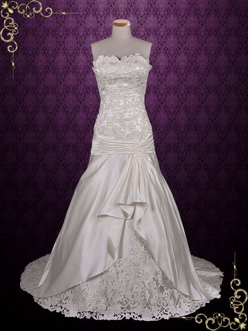 satin and lace wedding dress