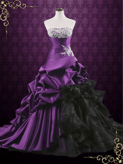 black and purple ball gown