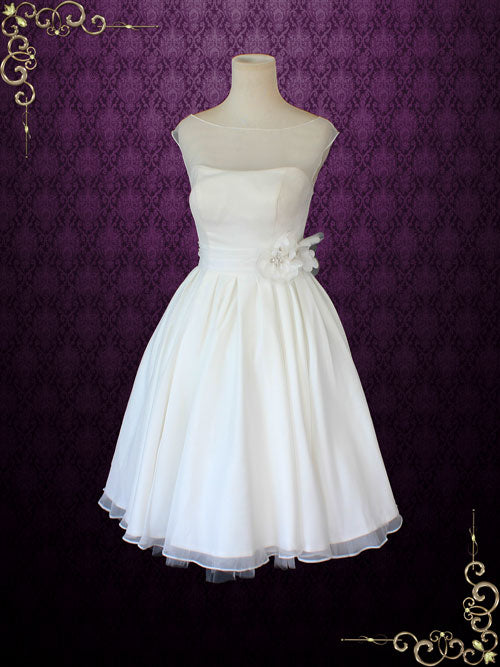 Ready to Ship Retro Modest Tea Length Chiffon Wedding Dress KATHY ...