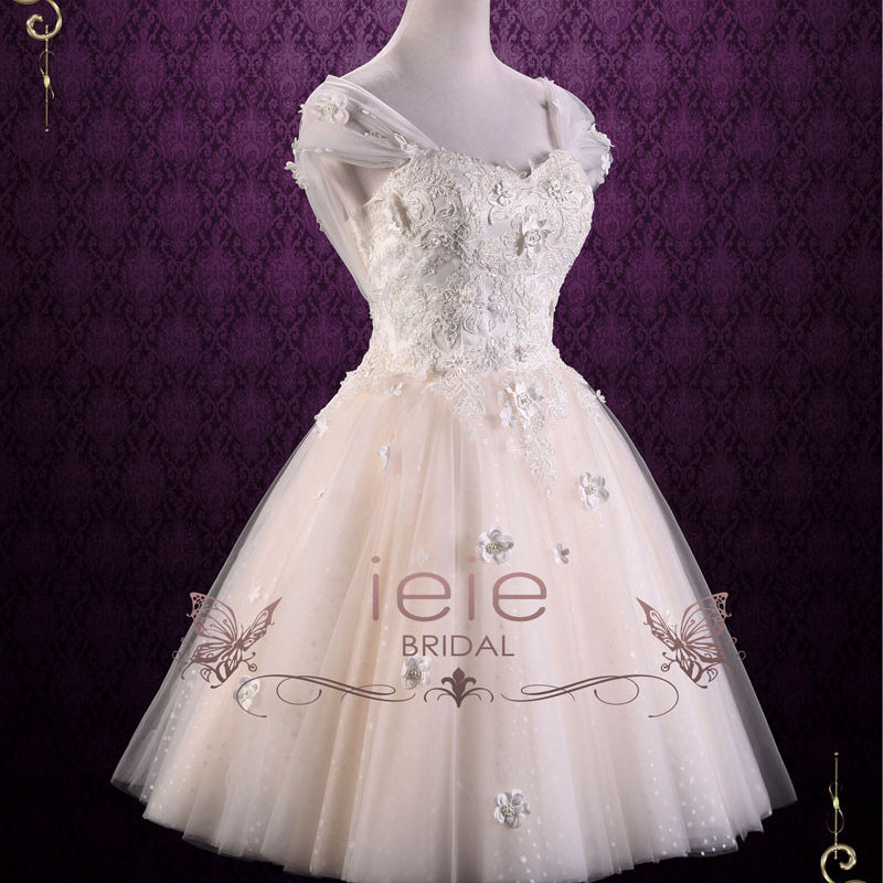 Vintage Inspired Short Tea Length Lace Wedding Dress | Rosie – ieie