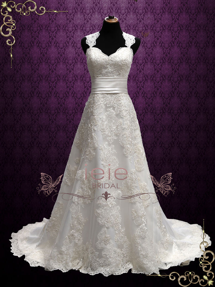 Vintage Lace Wedding Dress with Cap Sleeves | Cornelia – ieie Bridal