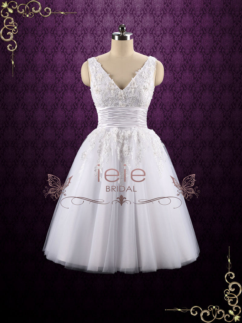 Retro Tea Length Lace Wedding Dress TERESA – ieie Bridal