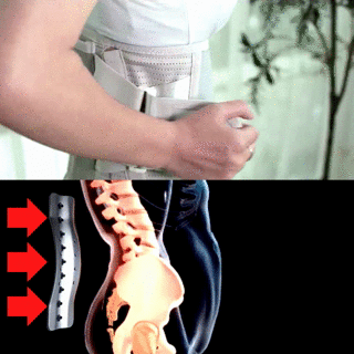A gif showing how the steel back plate can support the lower back.