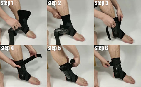 Image with instructions on how to wear the ankle protector.