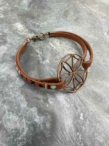 UPDATE - Finished painting and staining laser cut leather bracelet