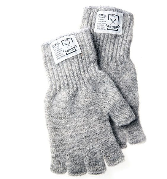 grey wool fingerless gloves