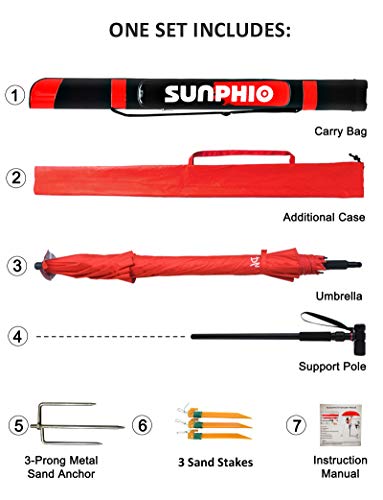 sunphio large windproof beach umbrella