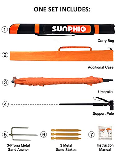 sunphio large windproof beach umbrella