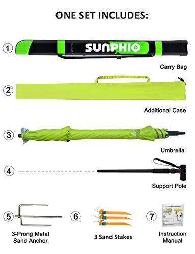 sunphio large windproof beach umbrella