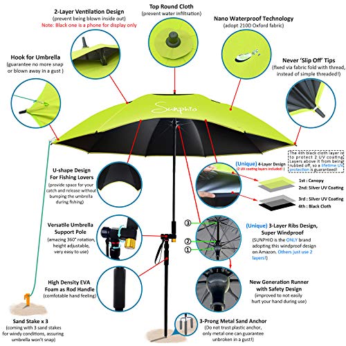 sunphio large windproof beach umbrella