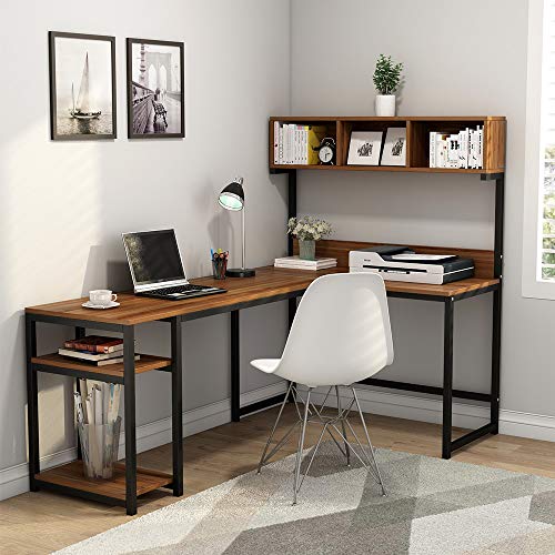 Tribesigns L Shaped Desk With Hutch 68 Corner Computer Desk