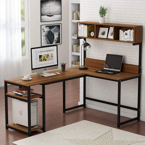 Tribesigns L Shaped Desk With Hutch 68 Corner Computer Desk