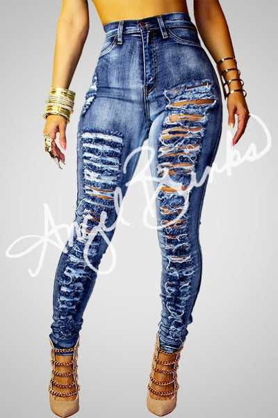 Vibrant Shredded Jeans – Angel Brinks