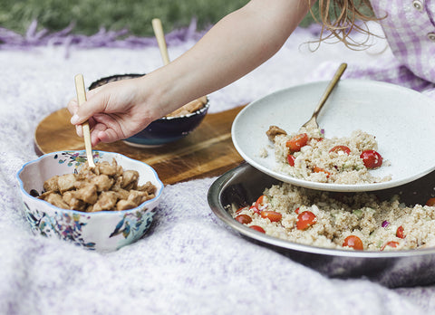 Poulet au miel et quinoa aux légumes