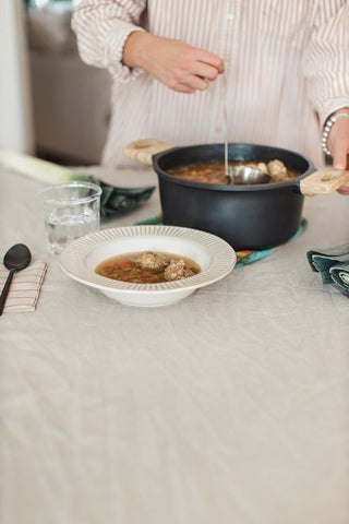 Image of the filling meatball soup recipe by Les Belles Combines