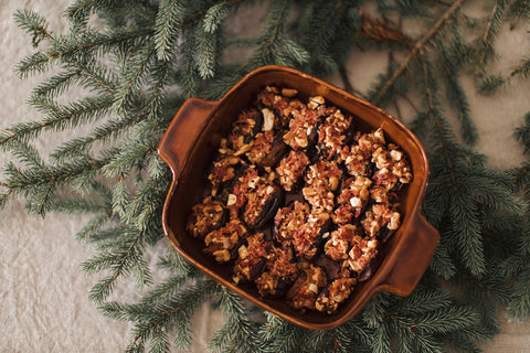 Dates stuffed with walnuts and bacon