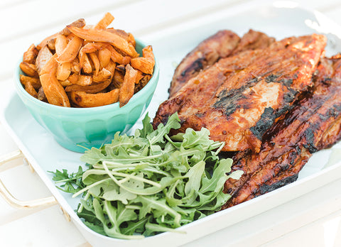 Rib-Style Pork Tenderloin and Vegetable Fries