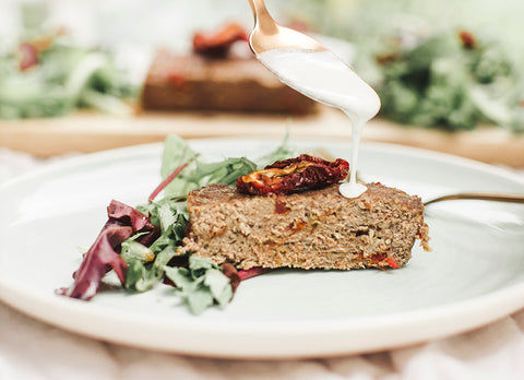 Image of the meatloaf with sun dried tomatoes and parmesan sauce by Les Belles Combines