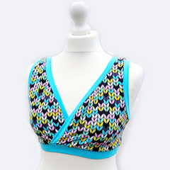 Mannequin wearing a knit print bra