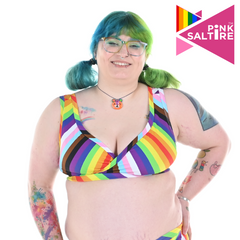 Autumn is wearing a Pride bra