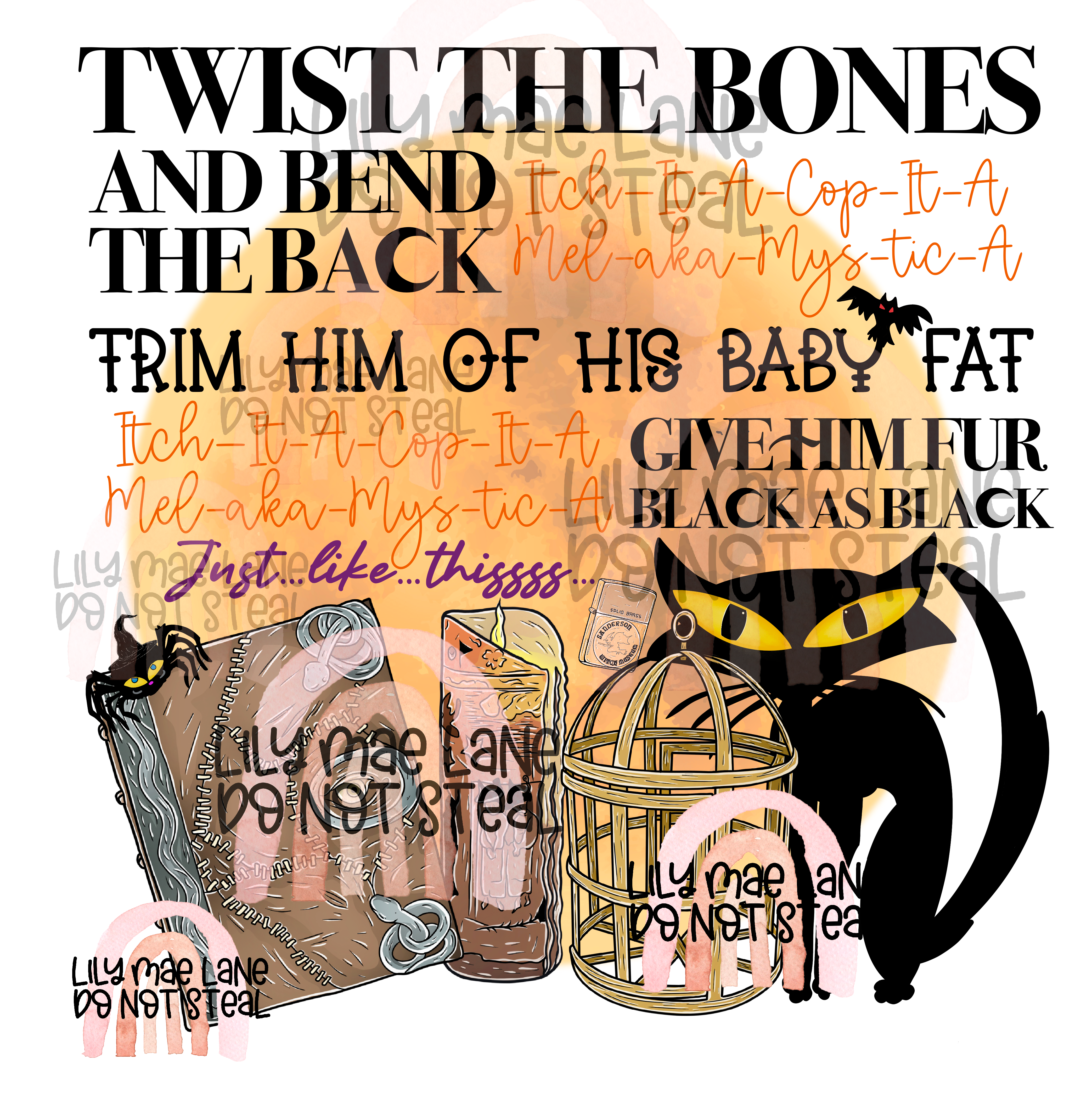 Hocus Pocus Spell Cat Halloween Instant Download