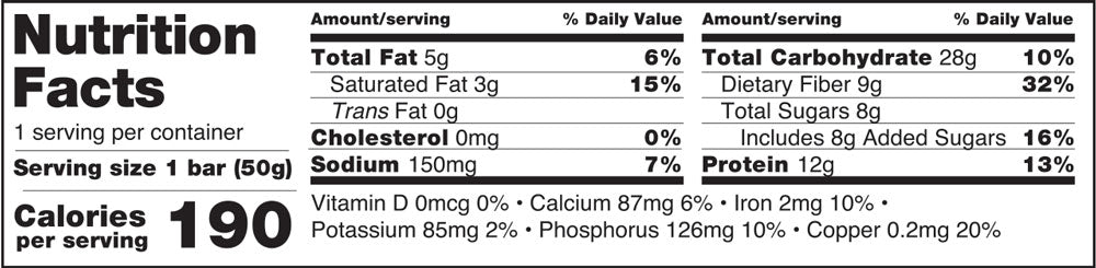 Chocolate Chip No Nuts Nutrition Facts