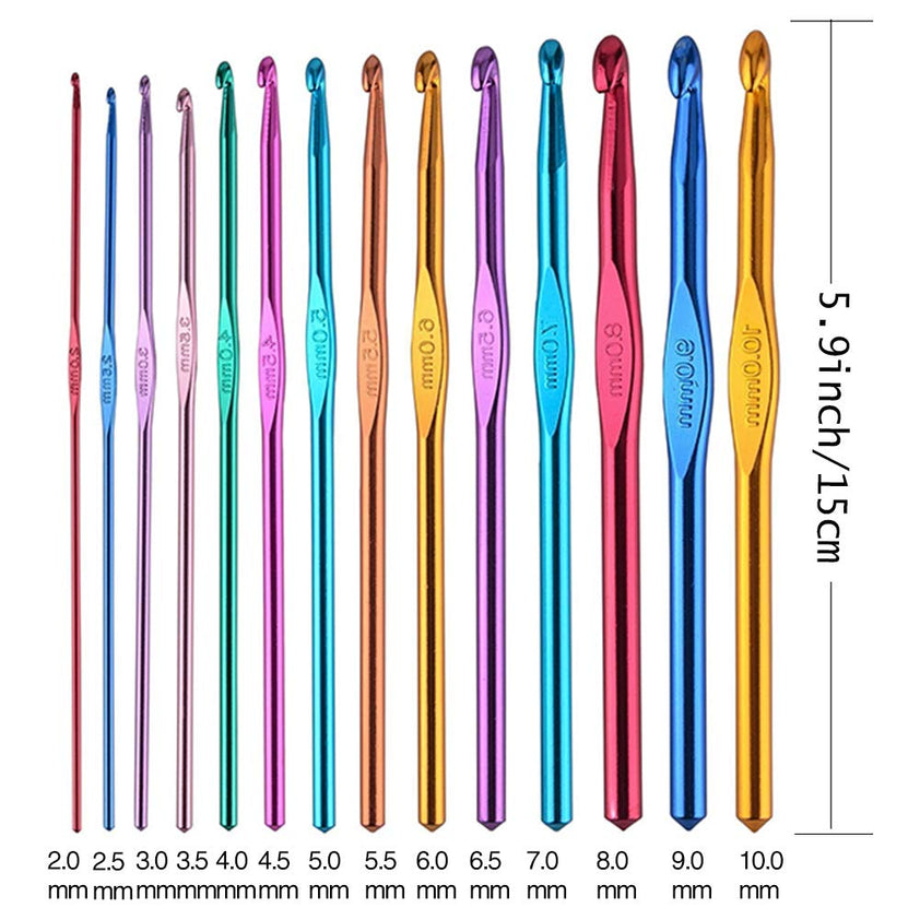 29 Pcs Crochet Hooks Kit, Including 3mm-25mm 15Pcs Assorted Sizes ...