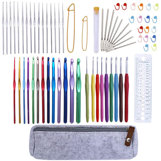 7 Sizes Crochet Hooks Set (7mm-20mm) with 9 Pcs Large-Eye Blunt Needles, Ergonomic Handle Crochet Hooks Needles for Arthritic Hands, Extra Long