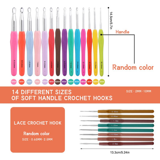 2mm-6.5mm Crochet Kit Comfy Grip Crochet Needles for Crocheting