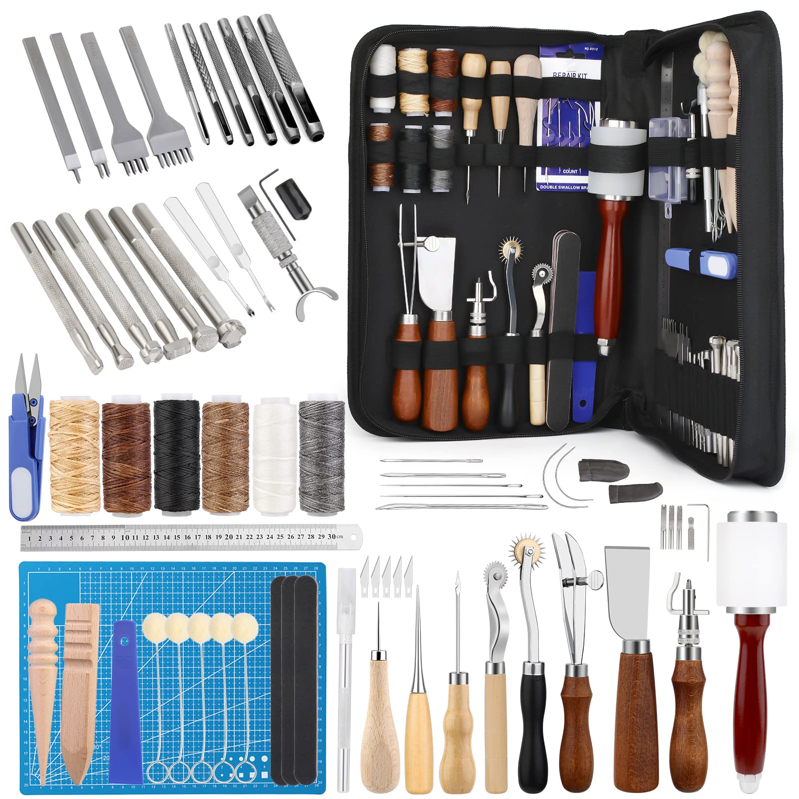 447 Pieces Leather Working Tools and Supplies with Instruction