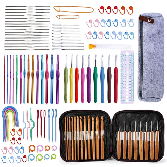 72 Pcs Crochet Hooks Set, Crochet Hooks Kit Plus Large-Eye Blunt Needles  Ergonomic Yarn Knitting Needles Marking Clips Tools Set with Crochet  Accessories – Mayboos