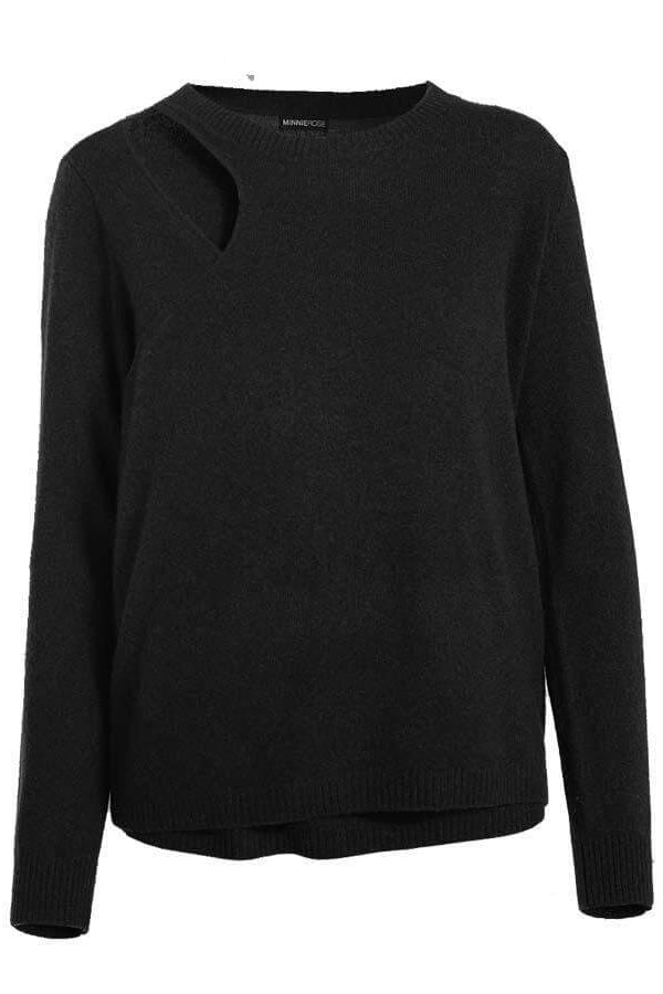 minnie rose cashmere cut out crew