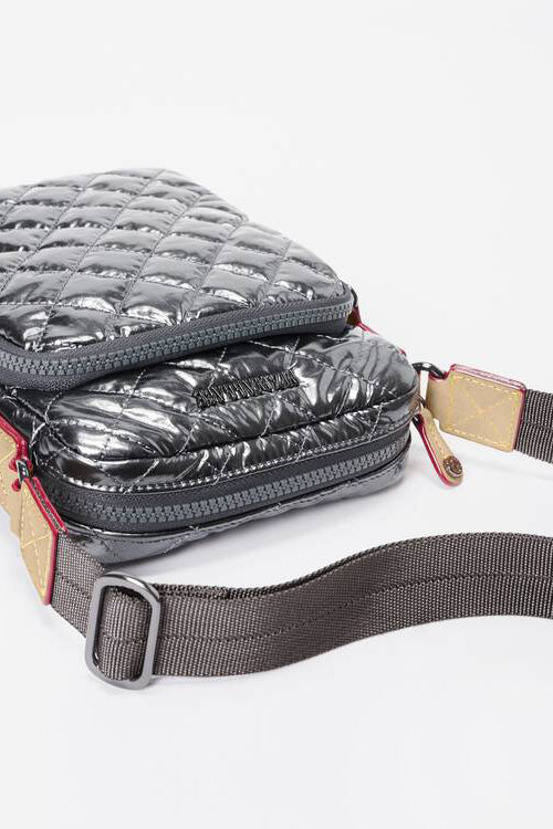 mz wallace metro crossbody in anthracite metallic lacquer