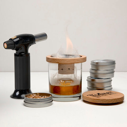 Glass topper cocktail smoking kit gift idea for home mixologists