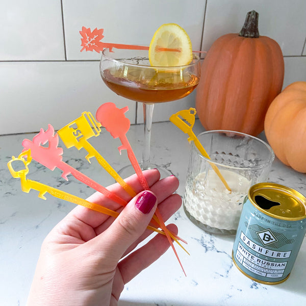 Fall Swizzly Stick cocktail picks from The Pursuit of Cocktails
