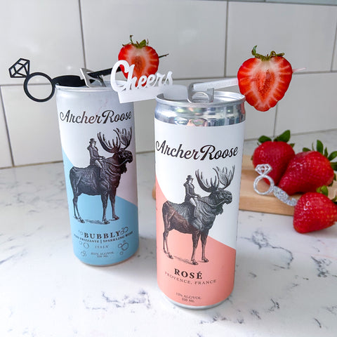 Archer Roose canned wines with Swizzly Sticks from The Pursuit of Cocktails