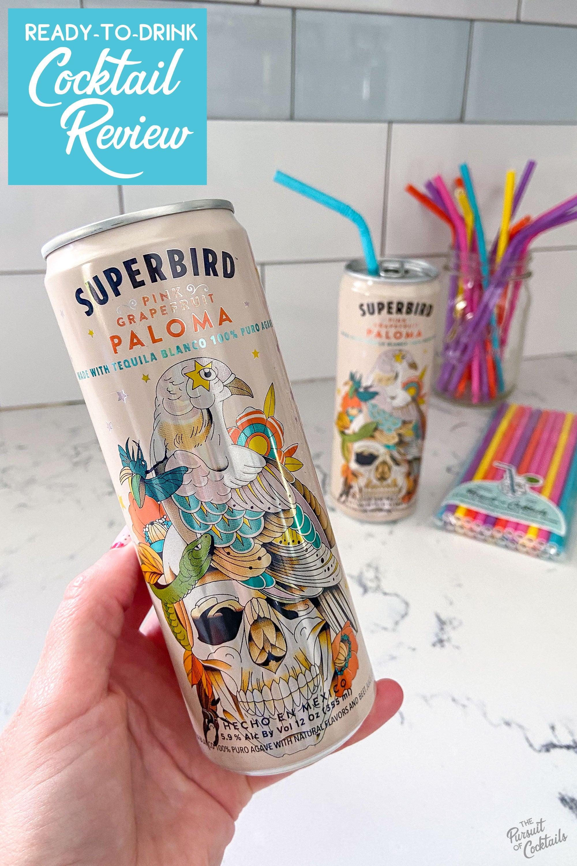 Superbird Grapefruit Tequila Paloma canned cocktail reviewed by The Pursuit of Cocktails