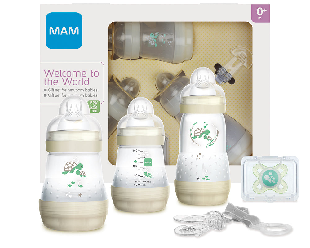 mam newborn feeding set blue