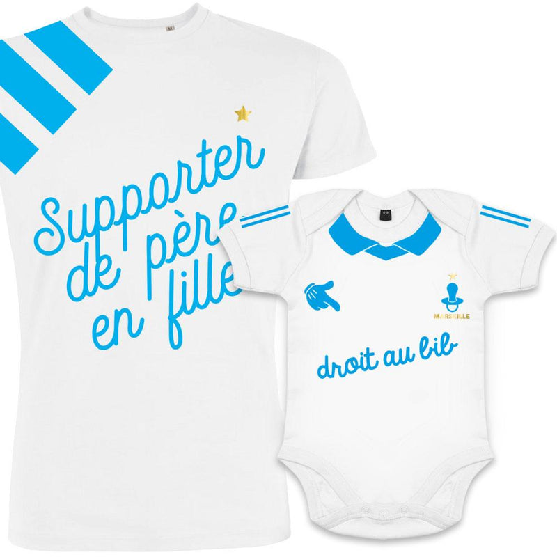 Maillot Foot Marseille Duo Papa Et Fille T Shirt Et Body Bio Petitdemon