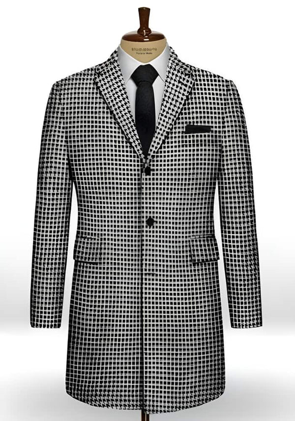 Houndstooth Overcoat - Houndstooth Topcoat - Houndstooth Checker Black Car Coat