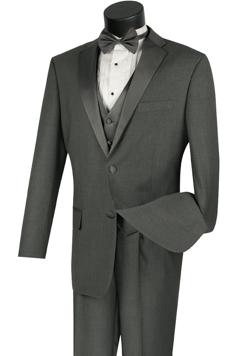 Mens Vested 2 Button Classic Tuxedo in Grey