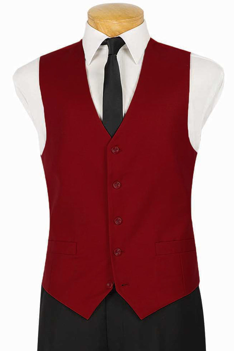 Mens Classic 5 Button Suit Vest in Burgundy