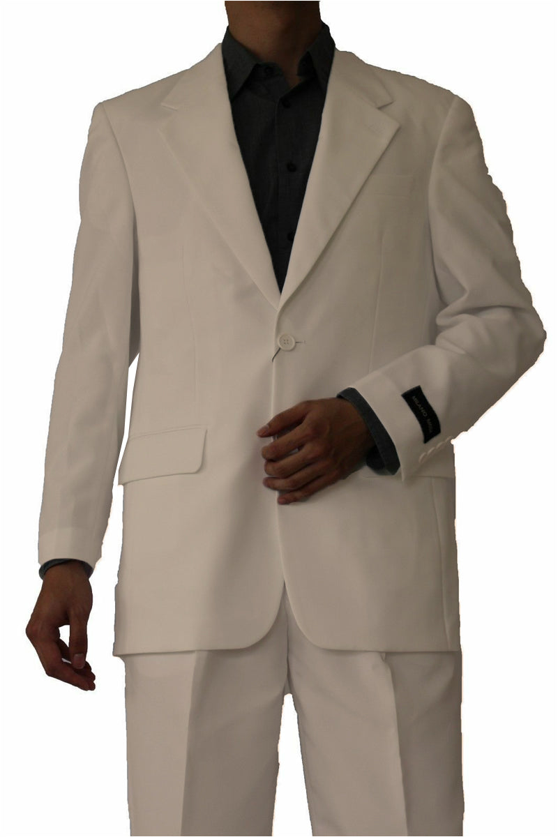 Mens 2 Button Polyester Fashion Suit in Ivory