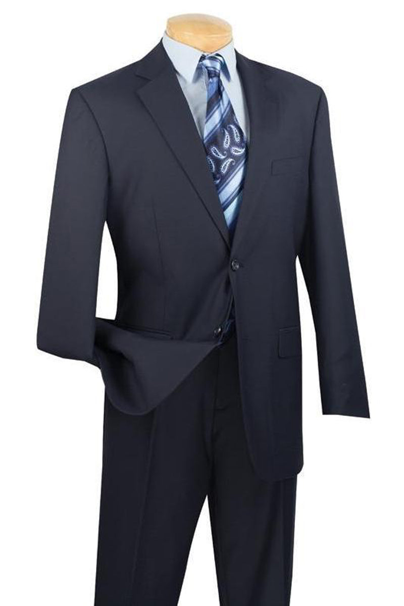 Mens Basic 2 Button Modern Fit Suit in Navy