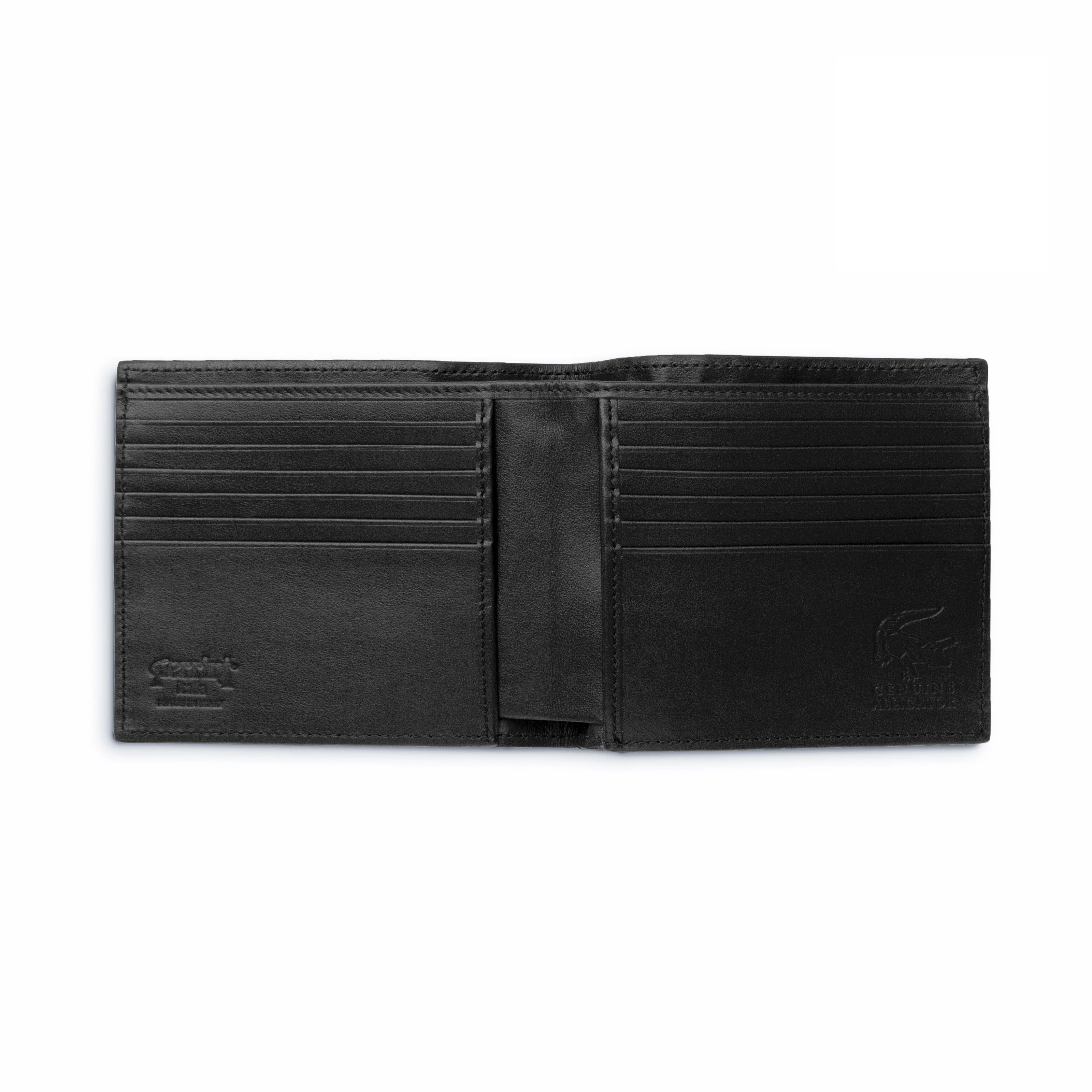 Mens Alligator Hipster Wallet in Black