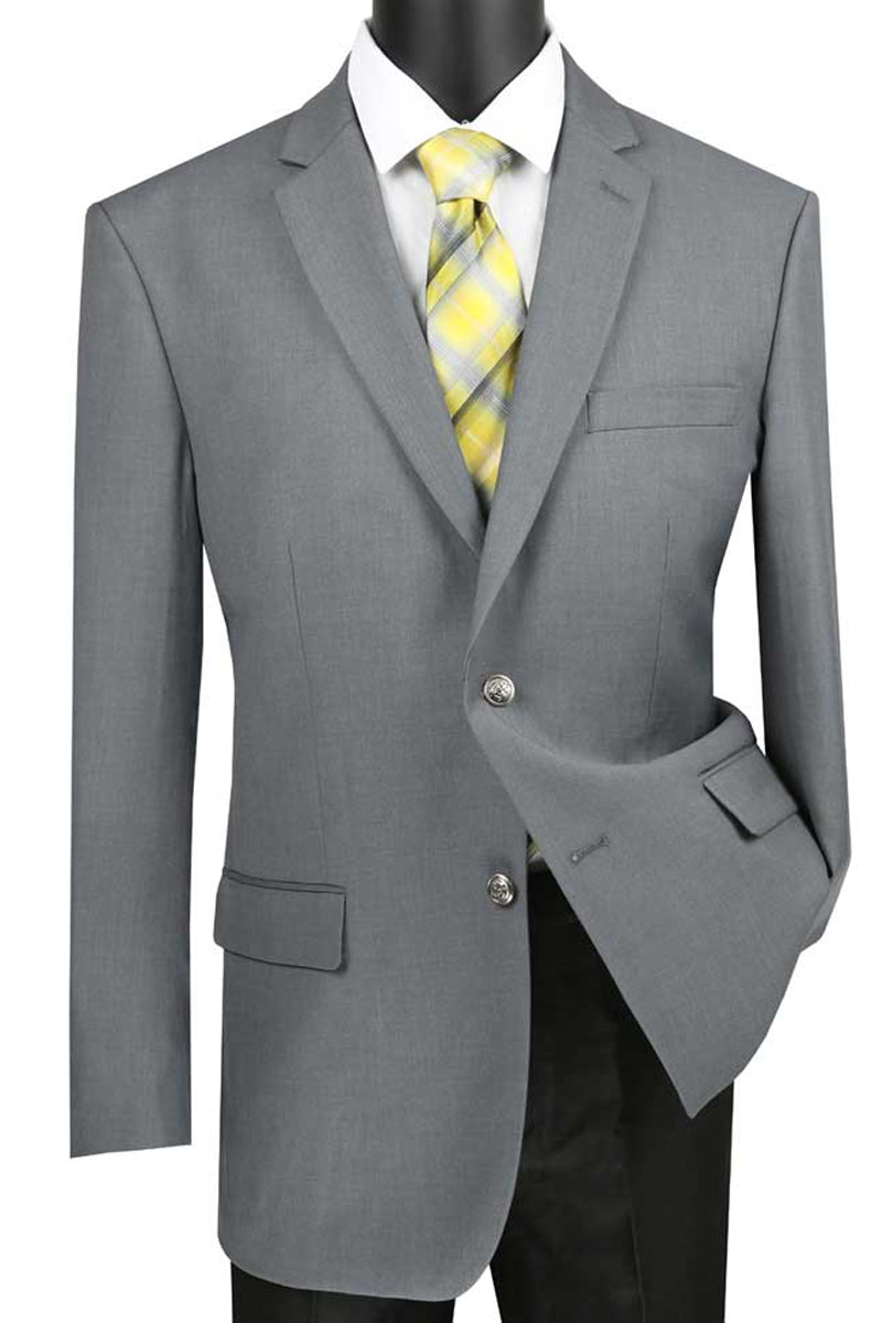 Mens Classic Wool Feel Blazer Sports Coat in Medium Grey