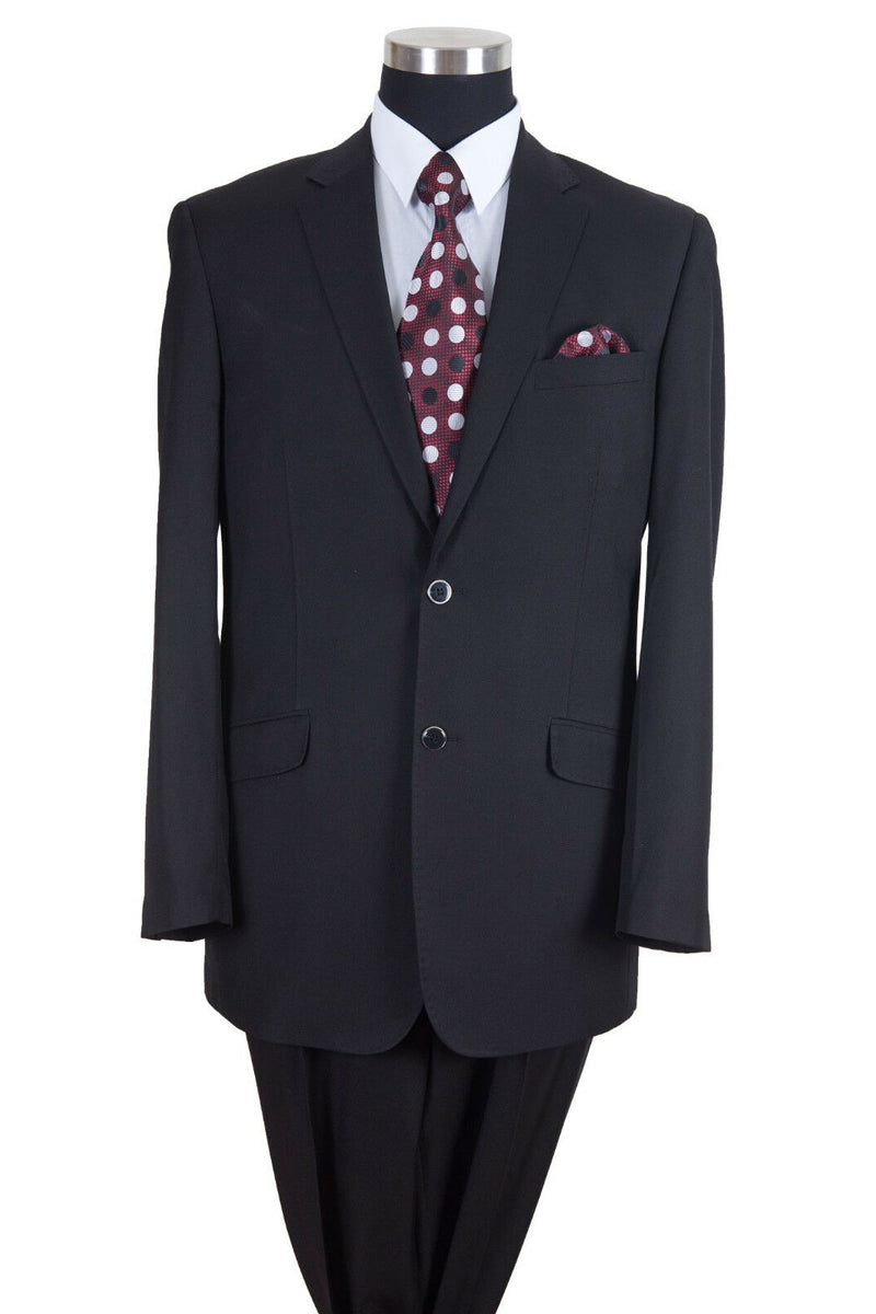 Mens Classic 2 Button Wool Feel Notch Lapel Suit in Black