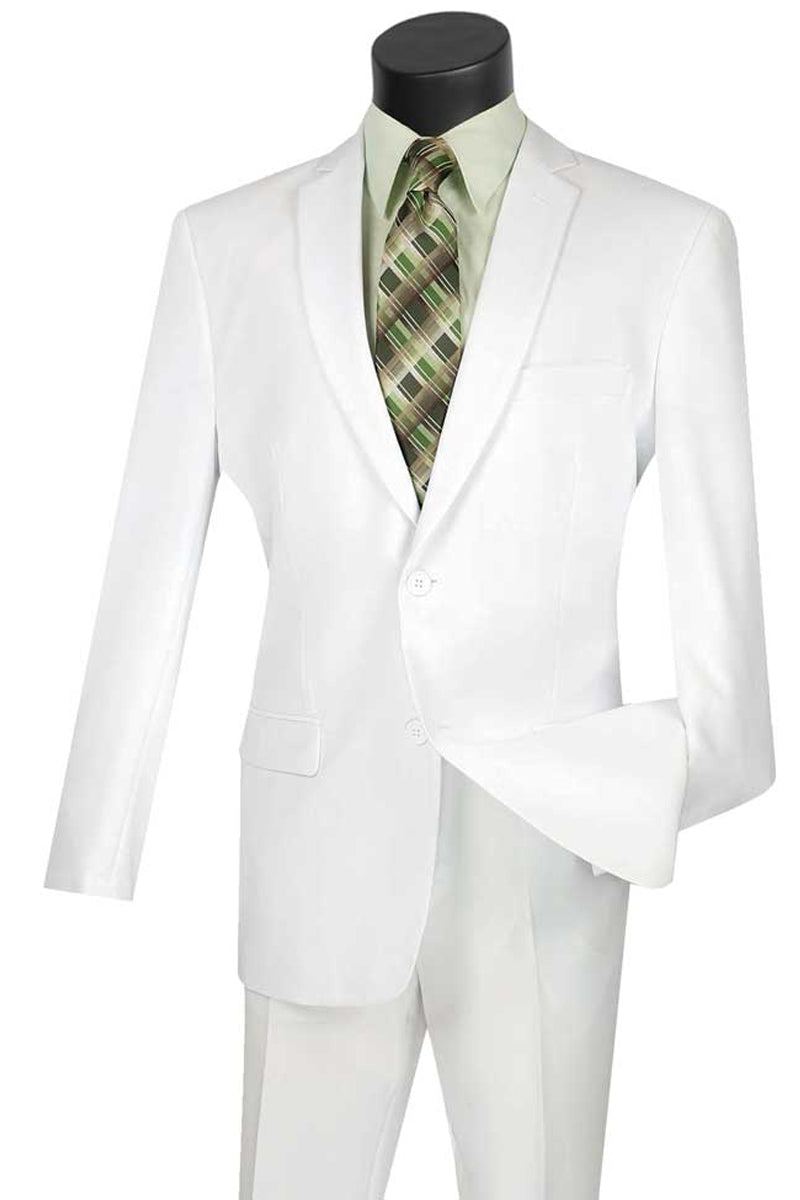 Mens Basic 2 Button Classic Fit Poplin Suit in White – alligatorwarehouse