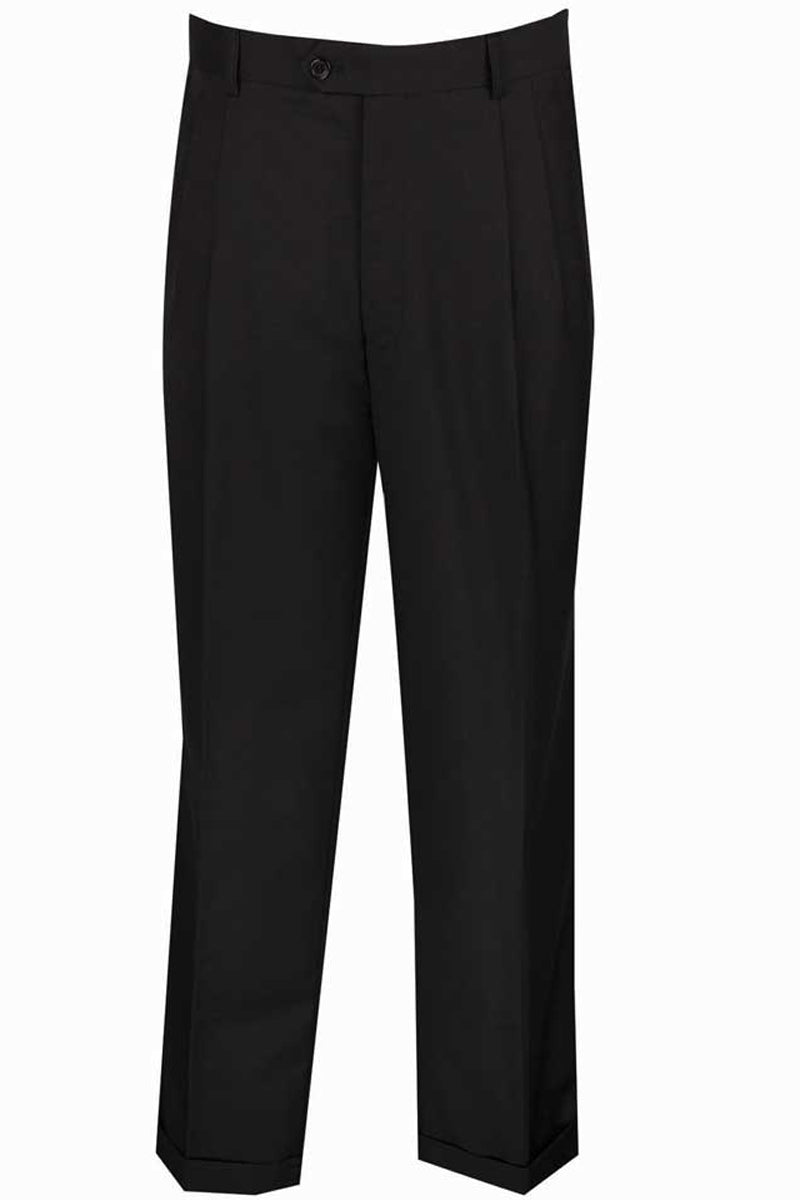 Mens Classic Fit Single Pleat Dress Slacks in Black