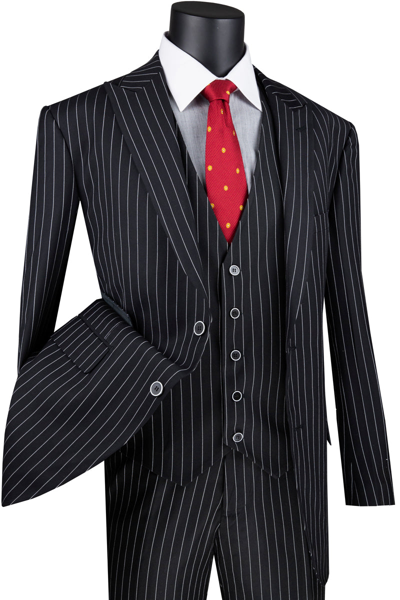 black and red pinstriped jacket